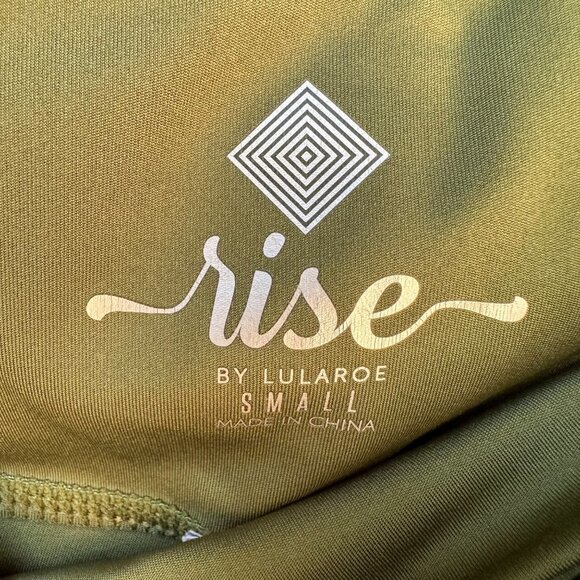 Lularoe Rise Leggings Active Wear Capri Mesh Pockets Sage Green Black Pant Size - Picture 5 of 9